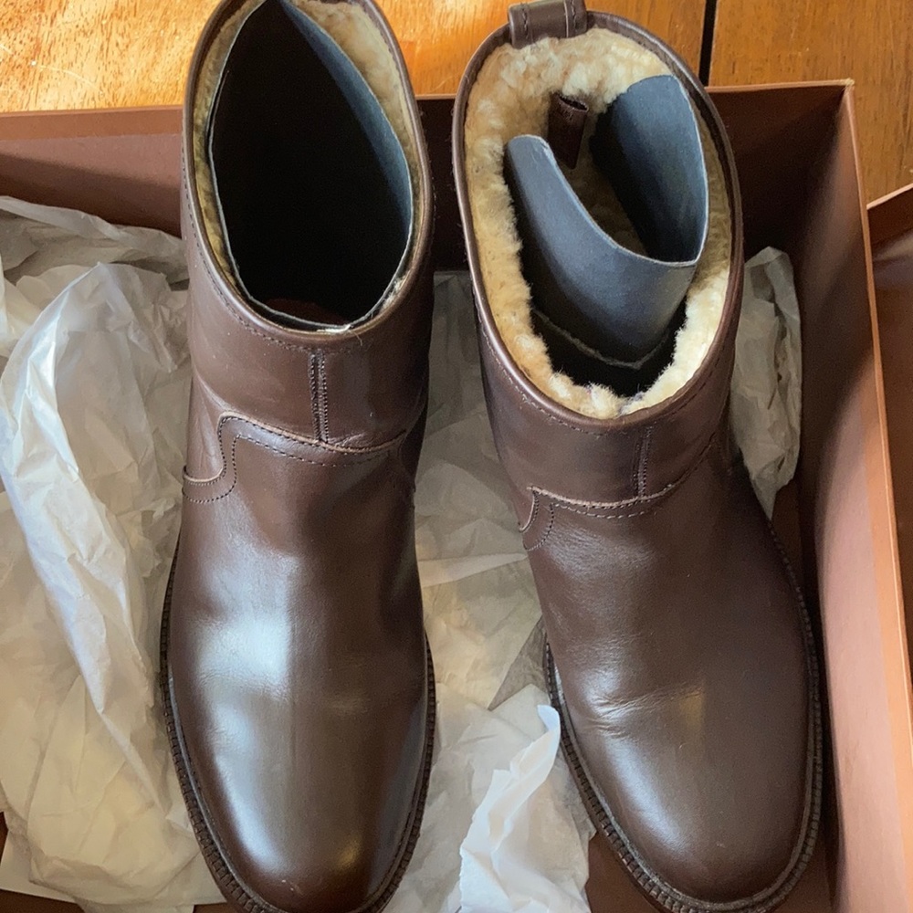 Coach brown leather shearling boots